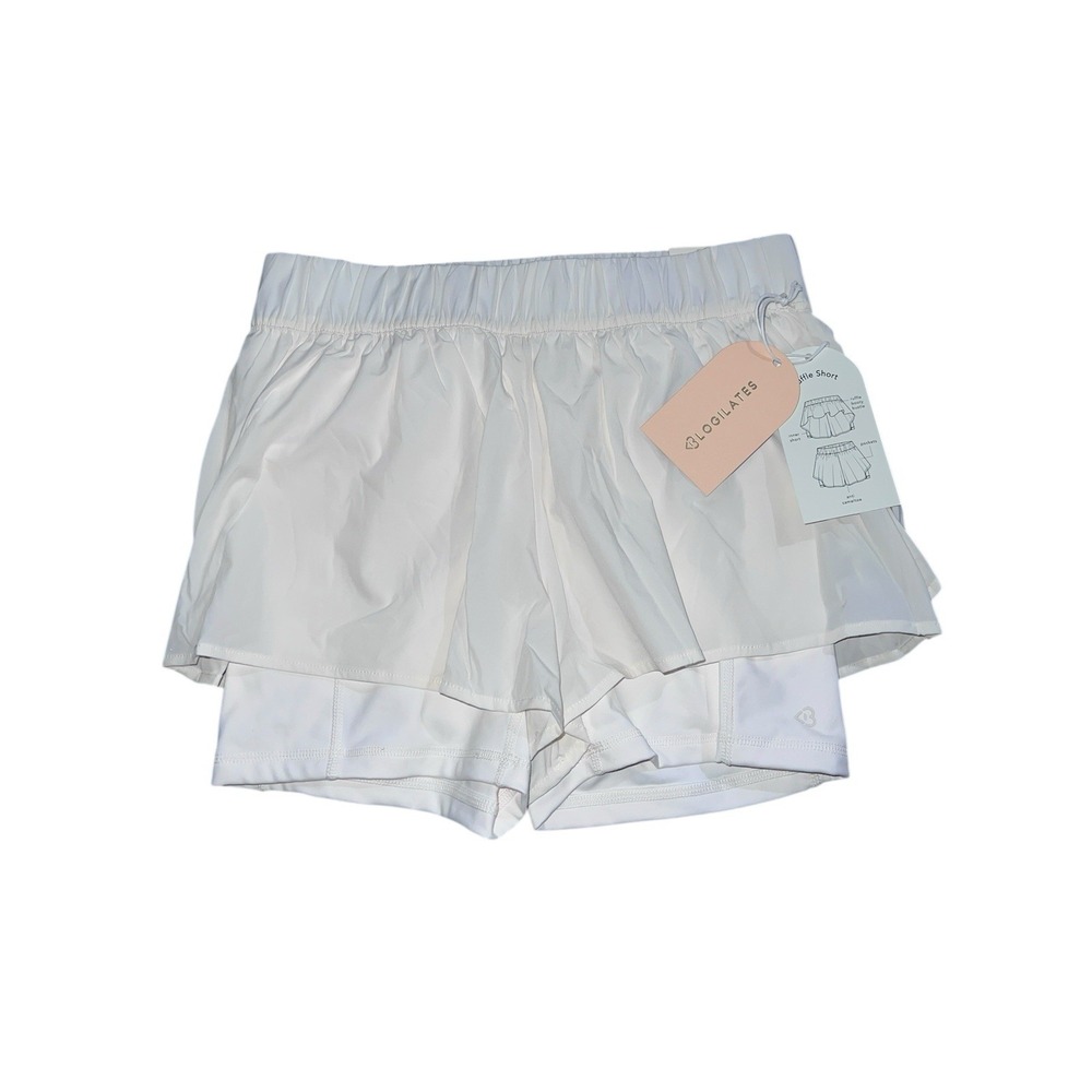 Blogilates Ruffle Shorts Womens Small Sugar Swizzle Cream Athletic Activewear S